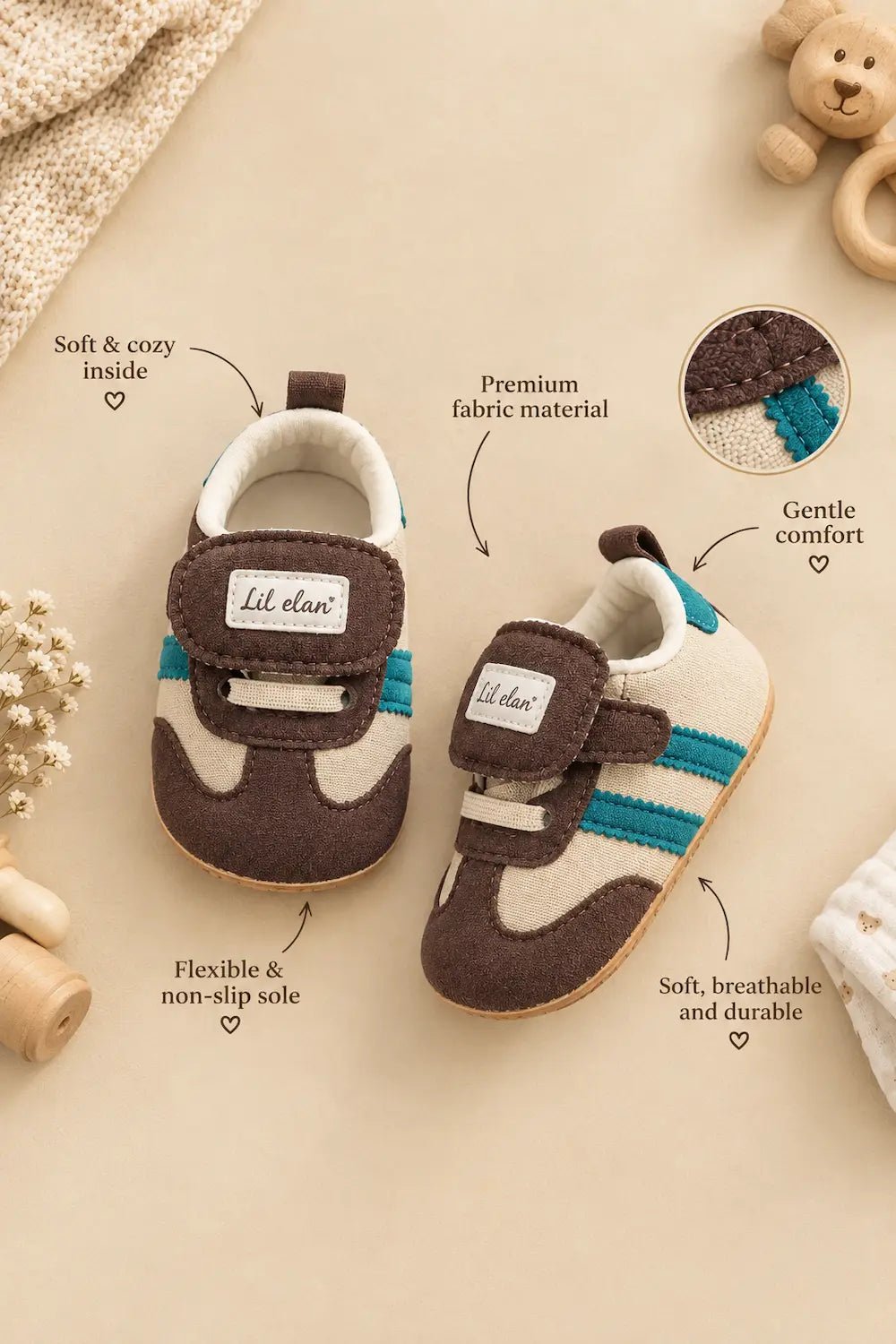 Lil Elan Premium Baby Sneakers | Soft-Sole Crisscross Design